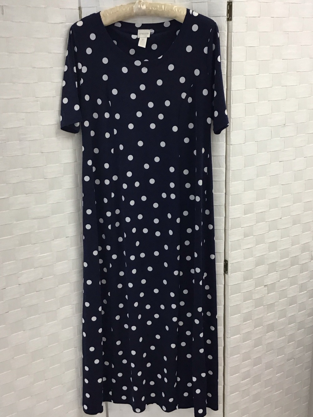 Chico's Navy and White Polka Dot Maxi Dress